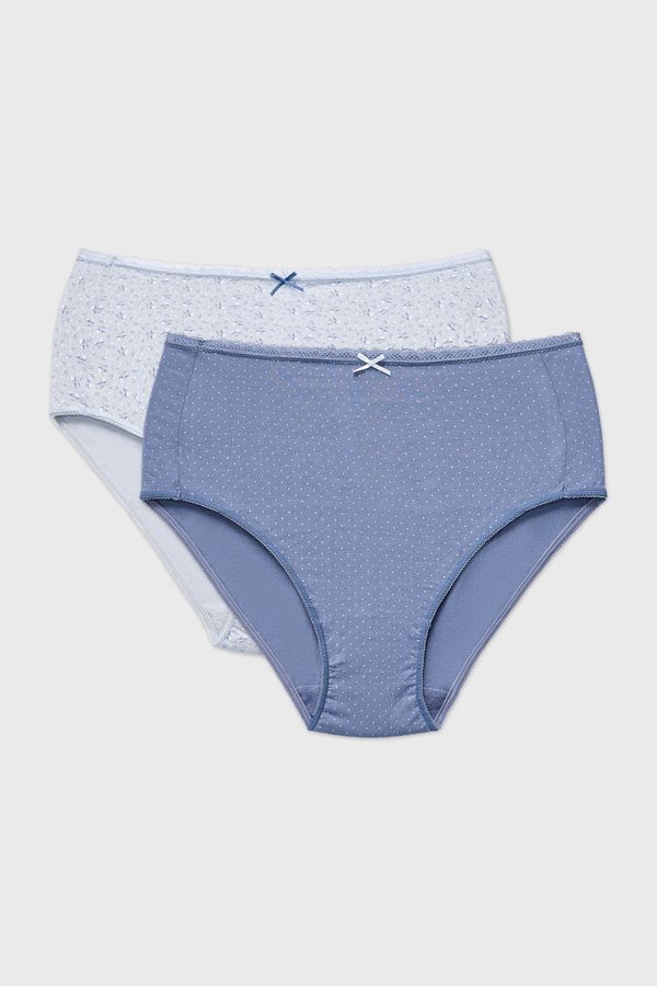 Ysabel Mora 2PACK класически бикини Floret Blue с висока талия памучни