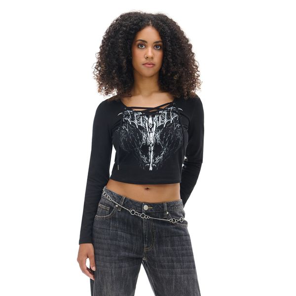 Cropp Cropp - Блуза с детайл възел - черeн