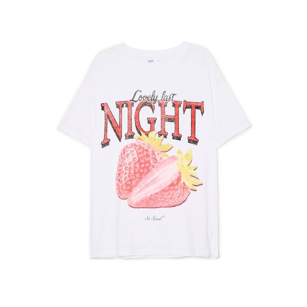 Cropp Cropp - Бяла тениска с принт - бял