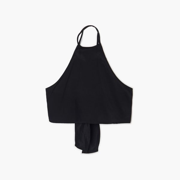 Cropp Cropp - Черен crop top с декоративна връзка - черeн