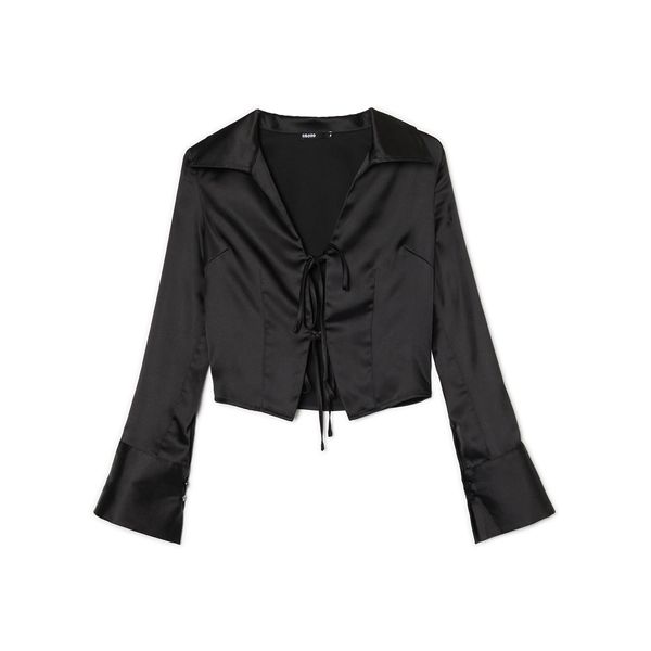 Cropp Cropp - Черна риза - черeн