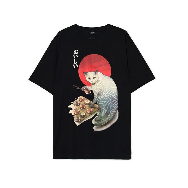 Cropp Cropp - Черна тениска с принт - черeн