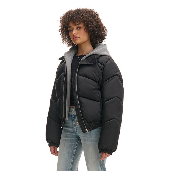 Cropp Cropp - Черно ватирано яке с качулка - черeн