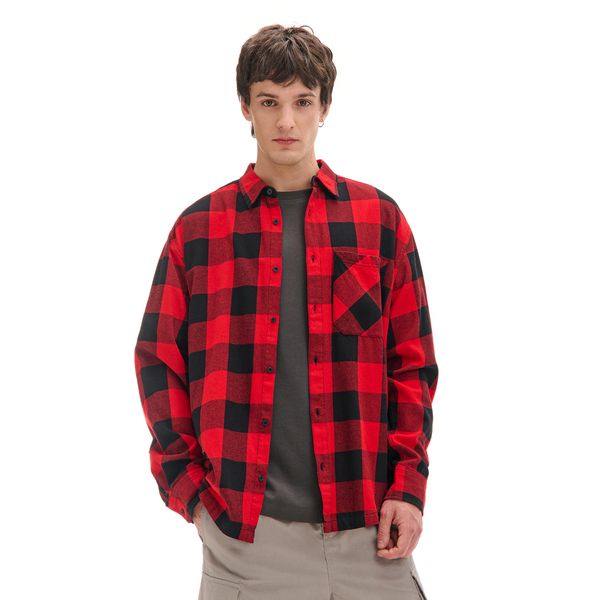 Cropp Cropp - Червена карирана риза - червeн