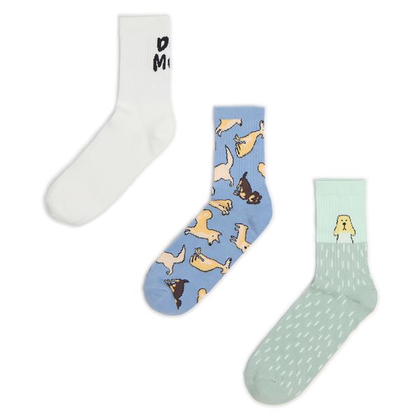 Cropp Cropp - Дълги чорапи 3 чифта - бледосиньо