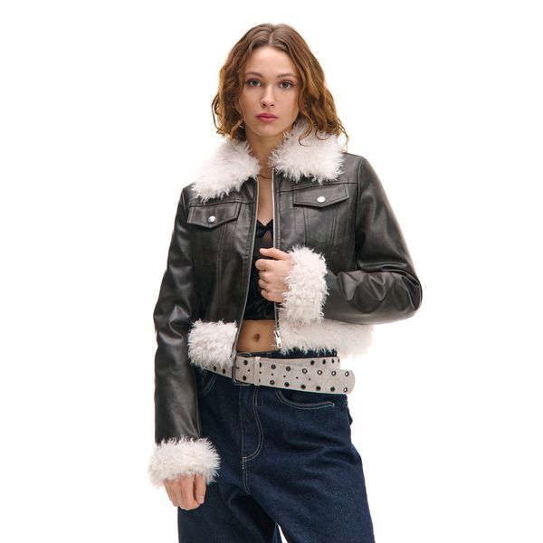 Cropp Cropp - Faux leather jacket - черeн