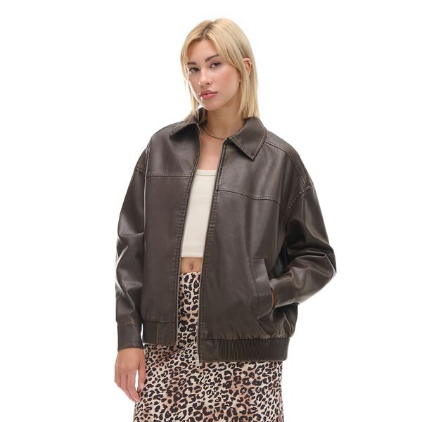 Cropp Cropp - Faux leather jacket - кaфяв
