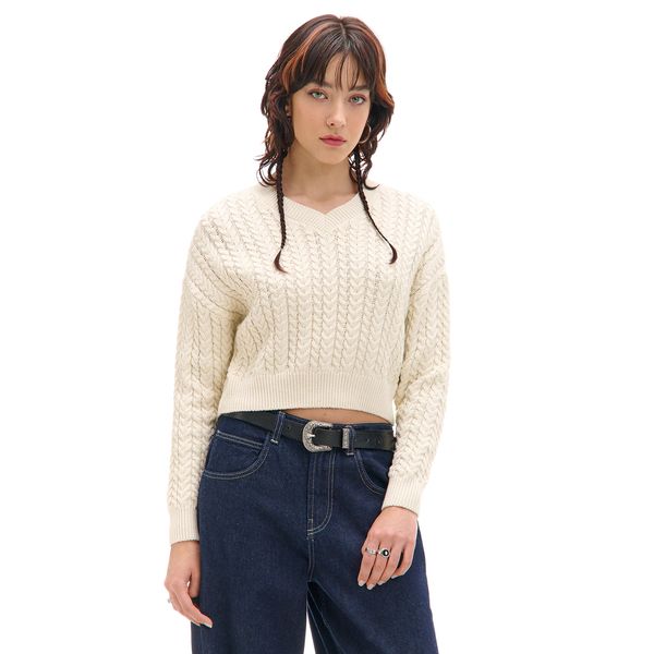 Cropp Cropp - Изчистен пуловер - кремаво