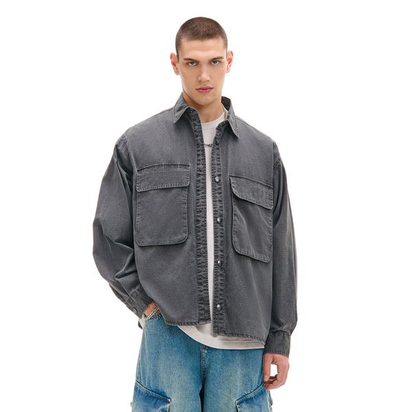 Cropp Cropp - Изчистена риза - черeн