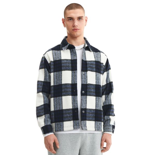 Cropp Cropp - Карирана риза - светлосиньо