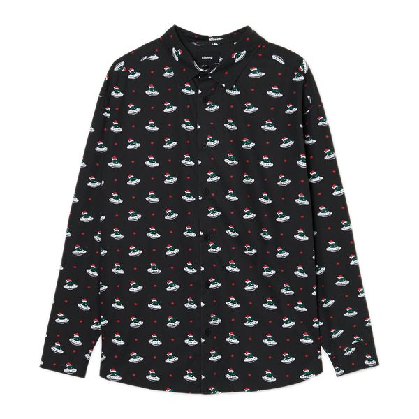 Cropp Cropp - Коледна риза - черeн