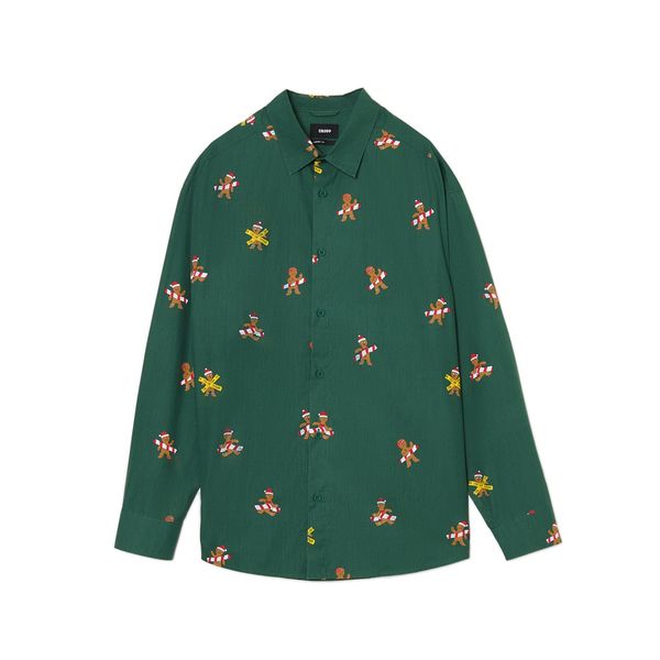 Cropp Cropp - Коледна риза с кукита - тъмнозелено