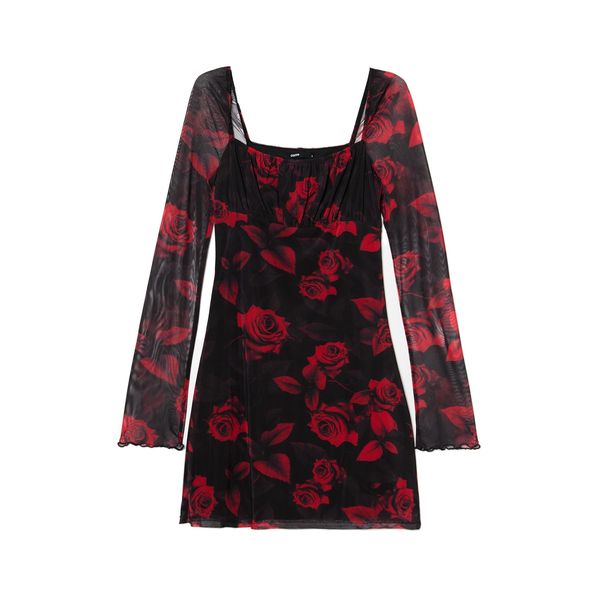 Cropp Cropp - Мини рокля с флорален десен - червeн