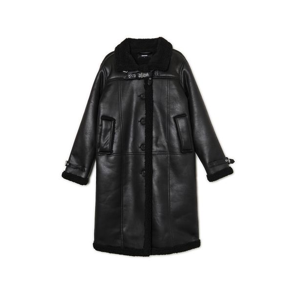 Cropp Cropp - Палто от изкуствена кожа - черeн