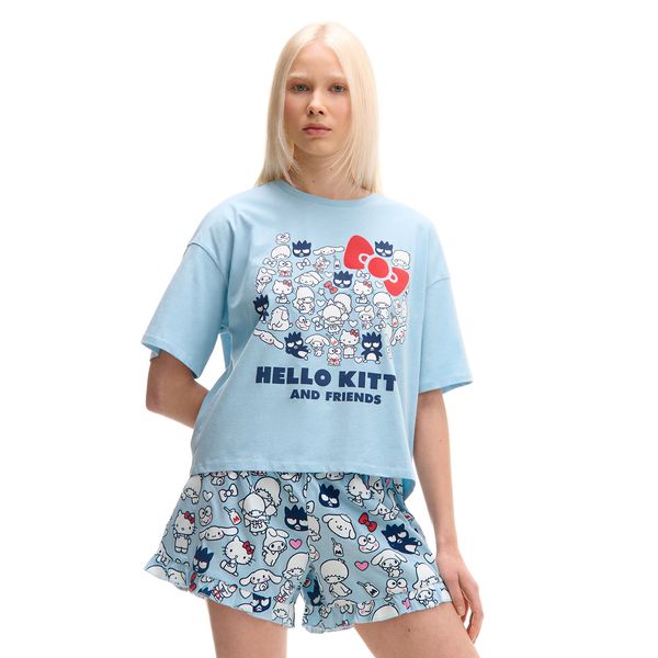 Cropp Cropp - Пижама от две части Hello Kitty & Friends - бледосиньо