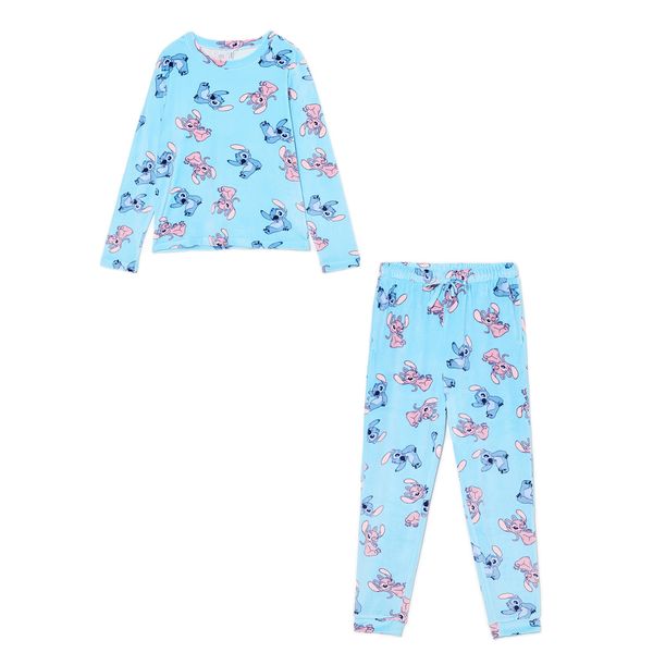 Cropp Cropp - Пижама от две части Stitch and Angel - бледосиньо