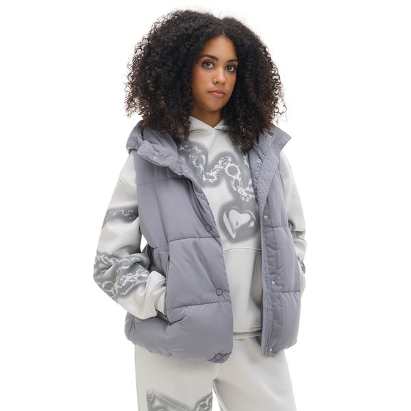 Cropp Cropp - Quilted vest with a hood - тъмносиво