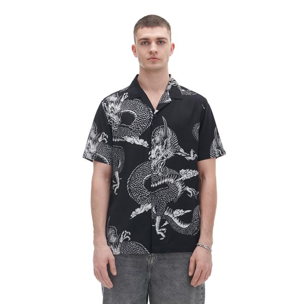 Cropp Cropp - риза с цялостен принт - черeн