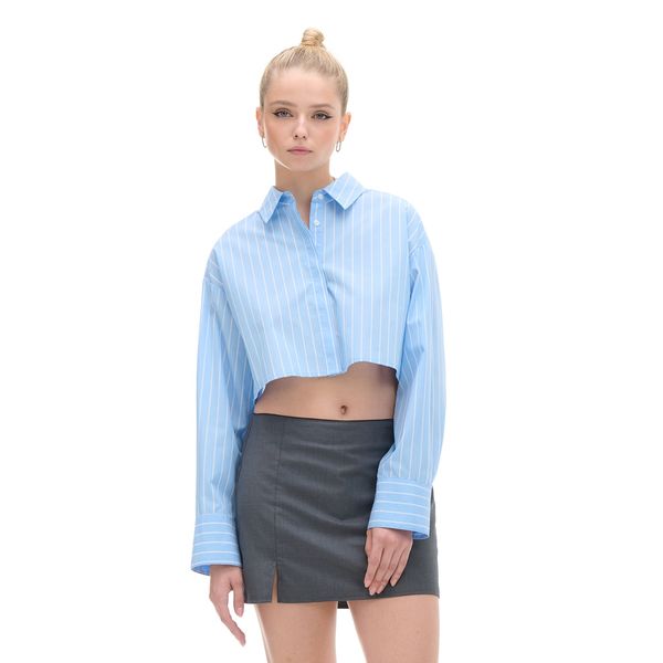 Cropp Cropp - Риза с цялостен принт - светлосиньо