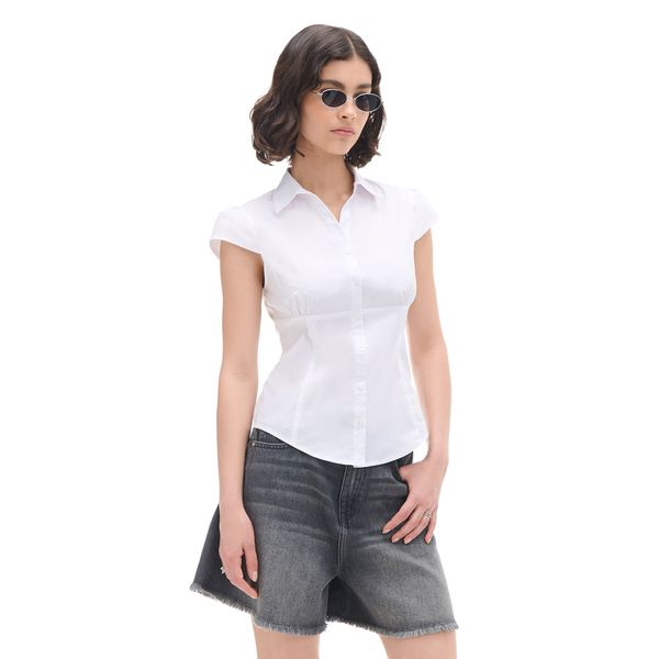 Cropp Cropp - Риза с къс ръкав - бял