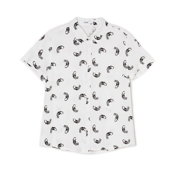 Cropp Cropp - Риза с къс ръкав - бял