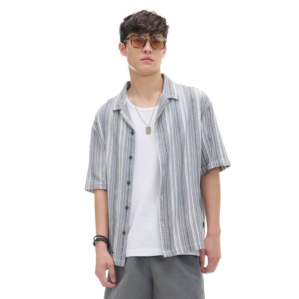 Cropp Cropp - Риза с къс ръкав - Светло сиво