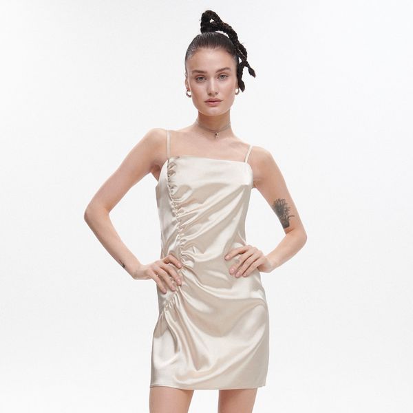 Cropp Cropp - Рокля с тънки презрамки - телесен цвят