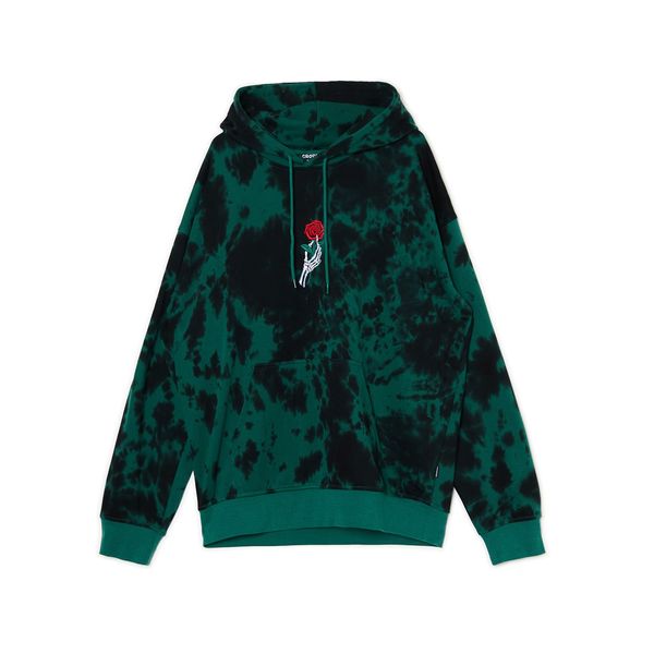 Cropp Cropp - Шарен суитшърт с качулка - тъмнозелено