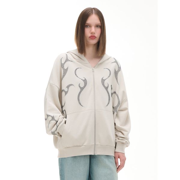 Cropp Cropp - Суитшър с цип с качулка - бежово