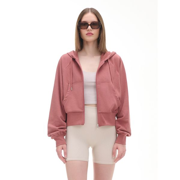 Cropp Cropp - Суитшър с цип с качулка - бледомораво