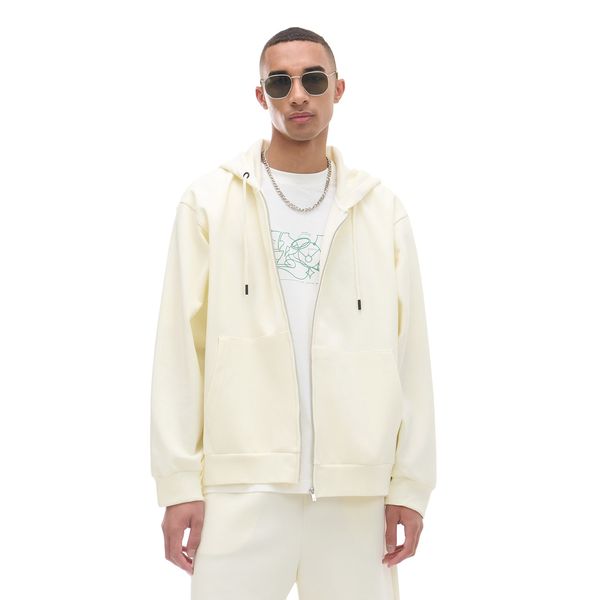 Cropp Cropp - Суитшър с цип с качулка - кремаво