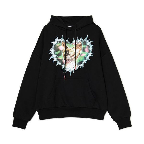 Cropp Cropp - Суитшър с качулка и ушички - черeн