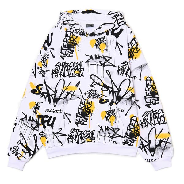 Cropp Cropp - Суитшърт с качулка и принт - бял