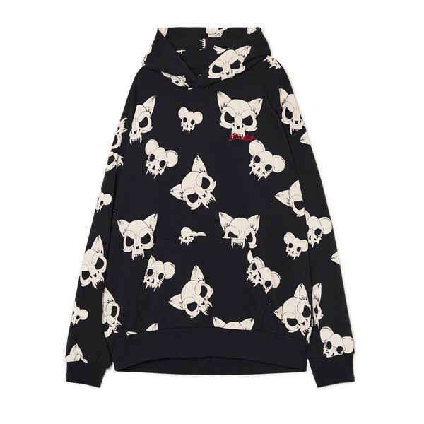 Cropp Cropp - Суитшърт с качулка и принт - черeн