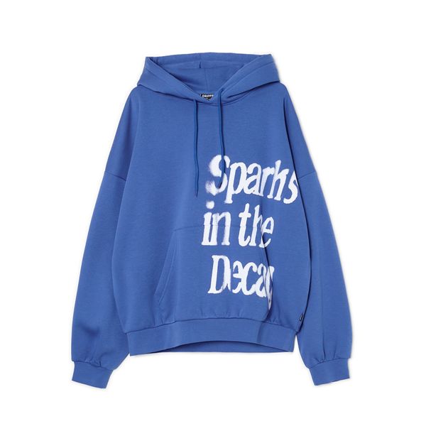 Cropp Cropp - Суитшърт с качулка и принт - cин