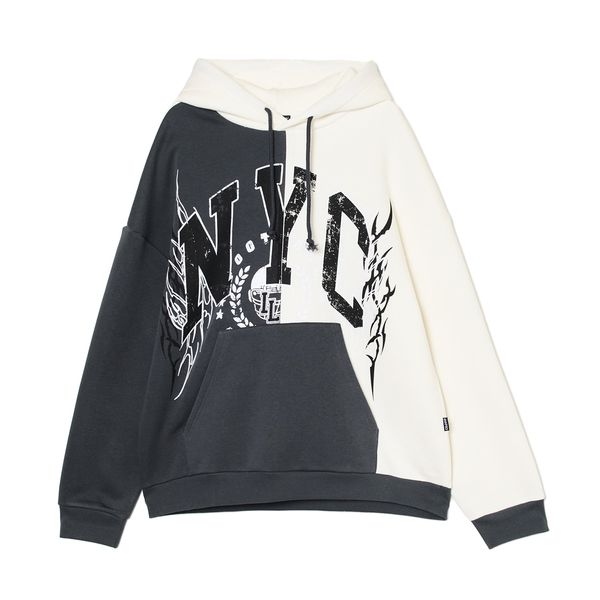 Cropp Cropp - Суитшърт с качулка и принт - кремаво