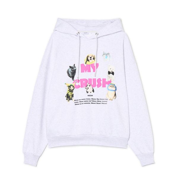 Cropp Cropp - Суитшърт с качулка и принт - Светло сиво