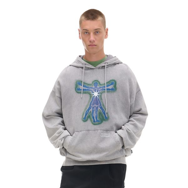 Cropp Cropp - Суитшърт с качулка и принт - Светло сиво