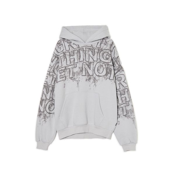 Cropp Cropp - Суитшърт с качулка и принт - Светло сиво