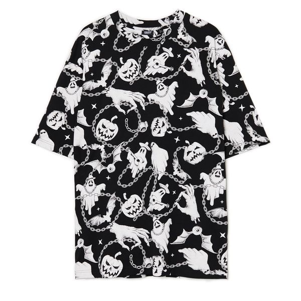 Cropp Cropp - Тениска с принт - черeн