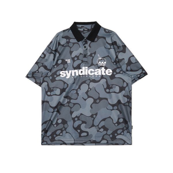 Cropp Cropp - Тениска с яка с принт - черeн