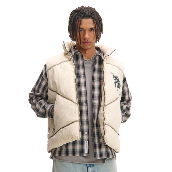 Cropp Cropp - Ватиран елек с висока яка - бял