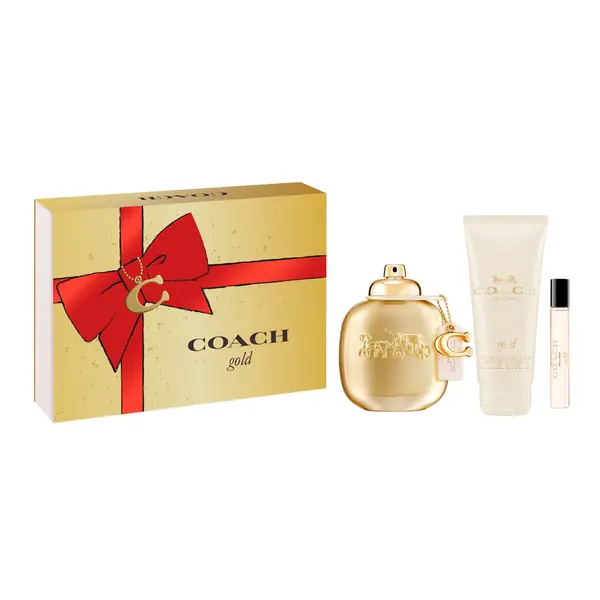Coach КОМПЛЕКТ COACH Woman Gold Parfum + Travel Spray + Body Lotion