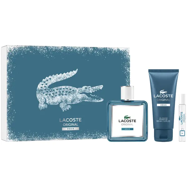 Lacoste КОМПЛЕКТ LACOSTE Original Aqua Eau De Parfum + Travel Spray Edp + Shower Gel
