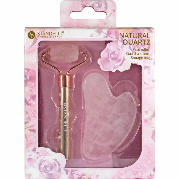 STANDELLI КОМПЛЕКТ STANDELLI Rose Quartz Face Roller&Guasha Stone