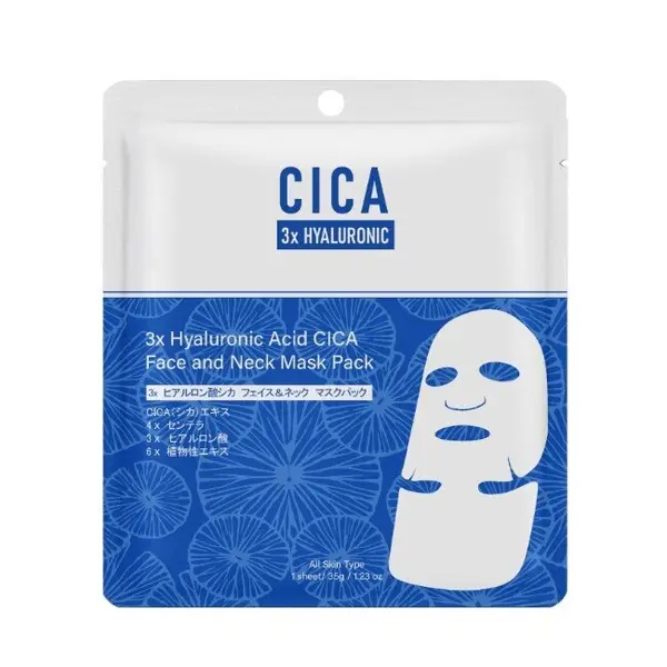 Mitomo MITOMO 3X Hyaluronic Acid Cica Face And Neck Mask