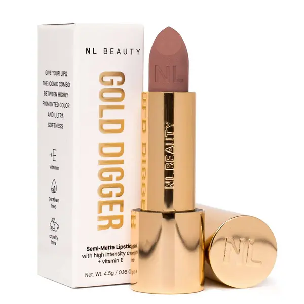 NL Beauty NL BEAUTY 08 - CHOCOLATE MILK, Semi Matte Velvet Червило, GOLD DIGGER