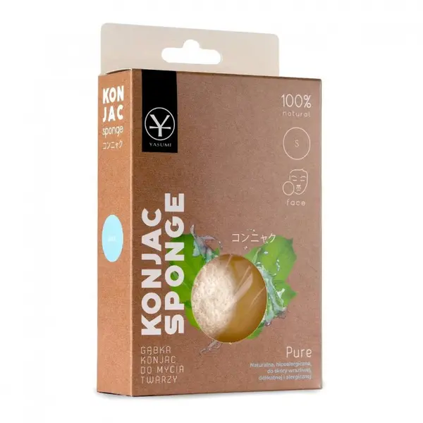 Yasumi YASUMI Konjac Pure Sponge For Face Wash, Natural, Hypoallergenic