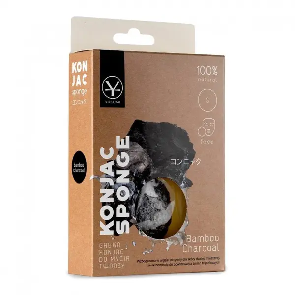 Yasumi YASUMI Konjac Sponge For Face Wash Charcoal With Activated Carbon For Oily And Combination Skin