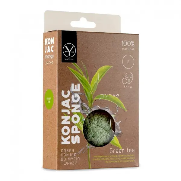 Yasumi YASUMI Konjac Sponge For Face Wash Green Tea With Green Tea For Oily Sensitive Skin